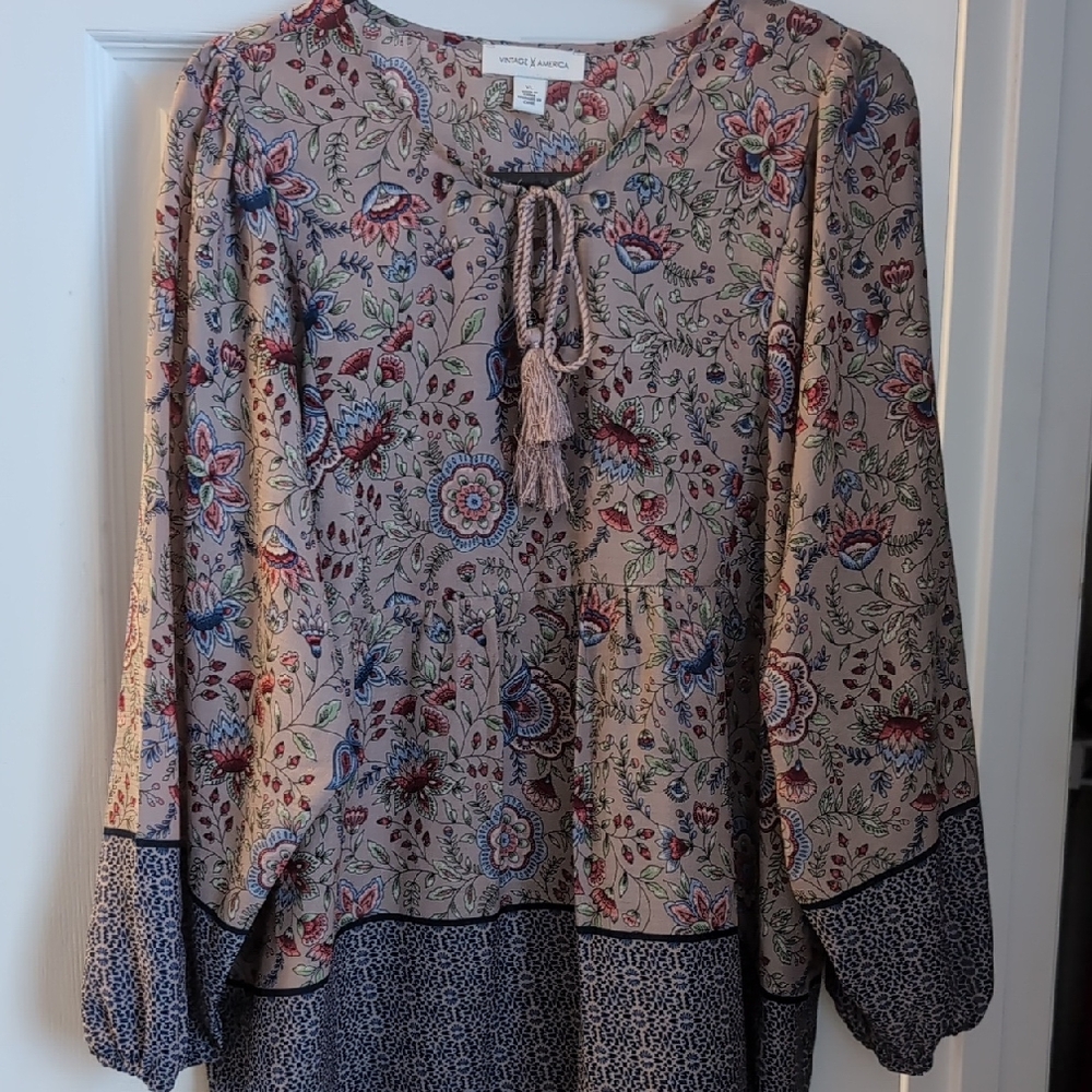 Vintage America Multicolor Floral Blouse